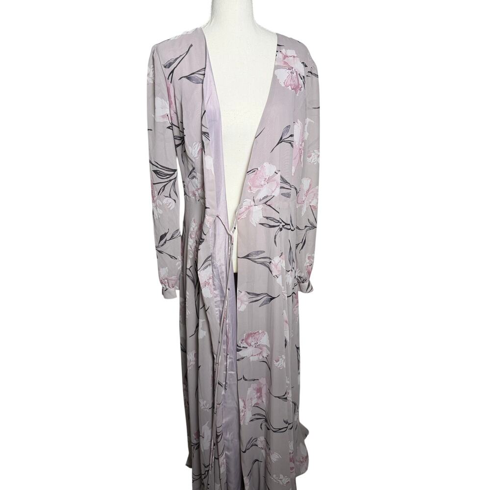 Lulus Floral Wrap Maxi Dress Long Sleeve Mauve Pink Size Large
